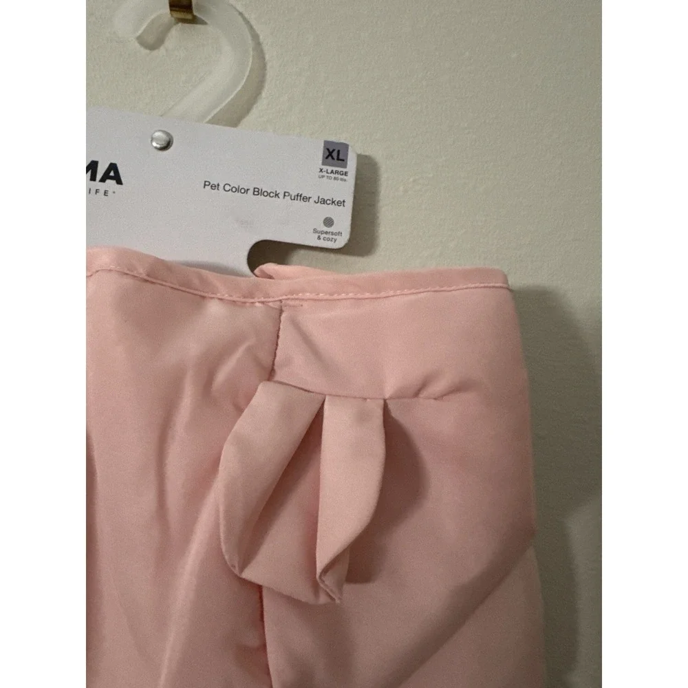 Sonoma Goods For Life Pet Puffer Jacket Pink XL Dog Coat w/‎ Hood & Ears – New